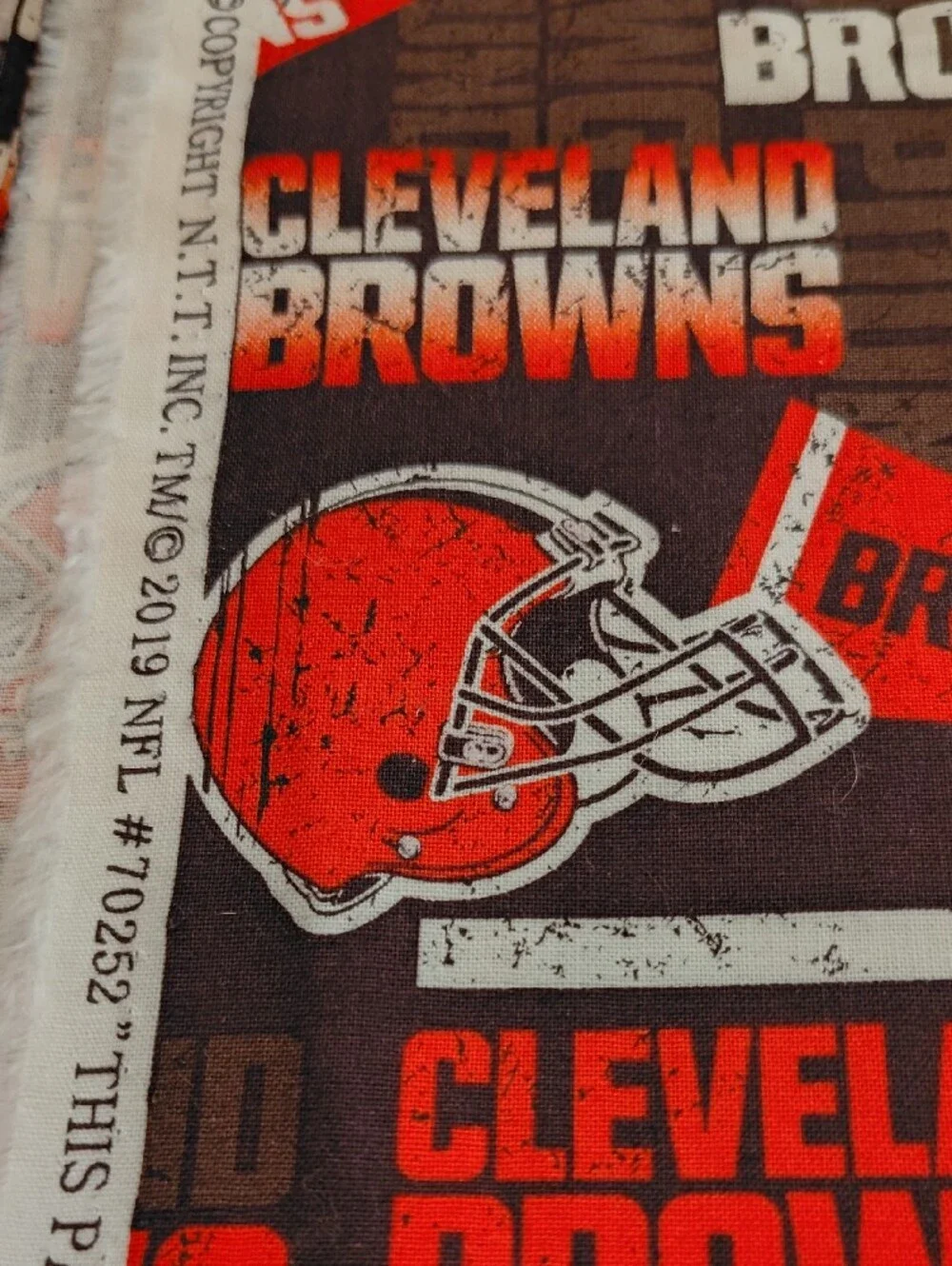 NFL Cleveland Browns Orange, Brown, White Team Logo Cotton Fabric 2/3 Yard